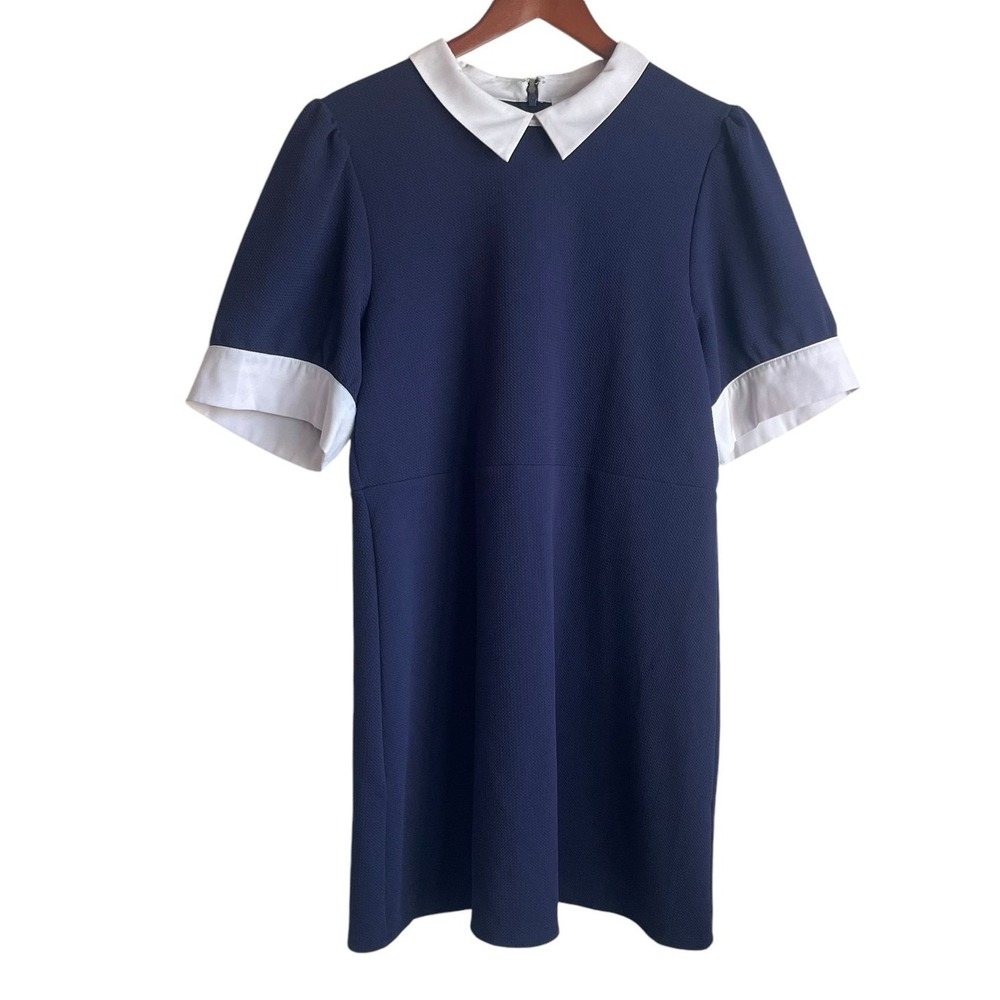 Riley Rae Blue Mod Shift Dress XL Navy Peter Pan Collar Twee Academia Retro